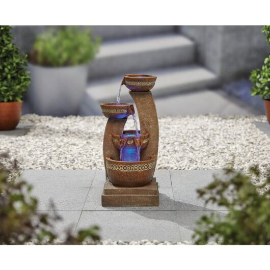 Easy Fountain Azure Column led Garden Water Feature Fountain Blue Light