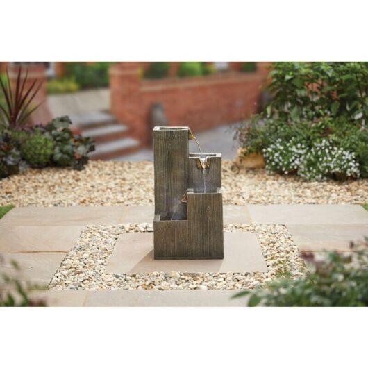 Easy Fountain Coastal Sleepers led Traditional Garden Water Feature Wood Effect
