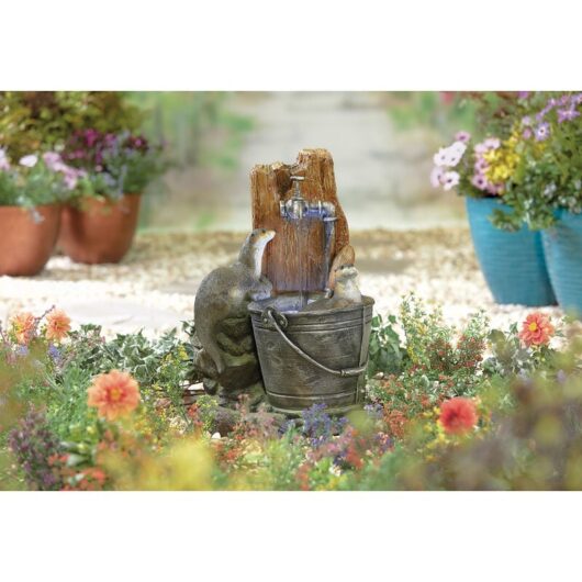 Easy Fountain Playful Otters led Distinctive Garden Water Feature Stone Effect