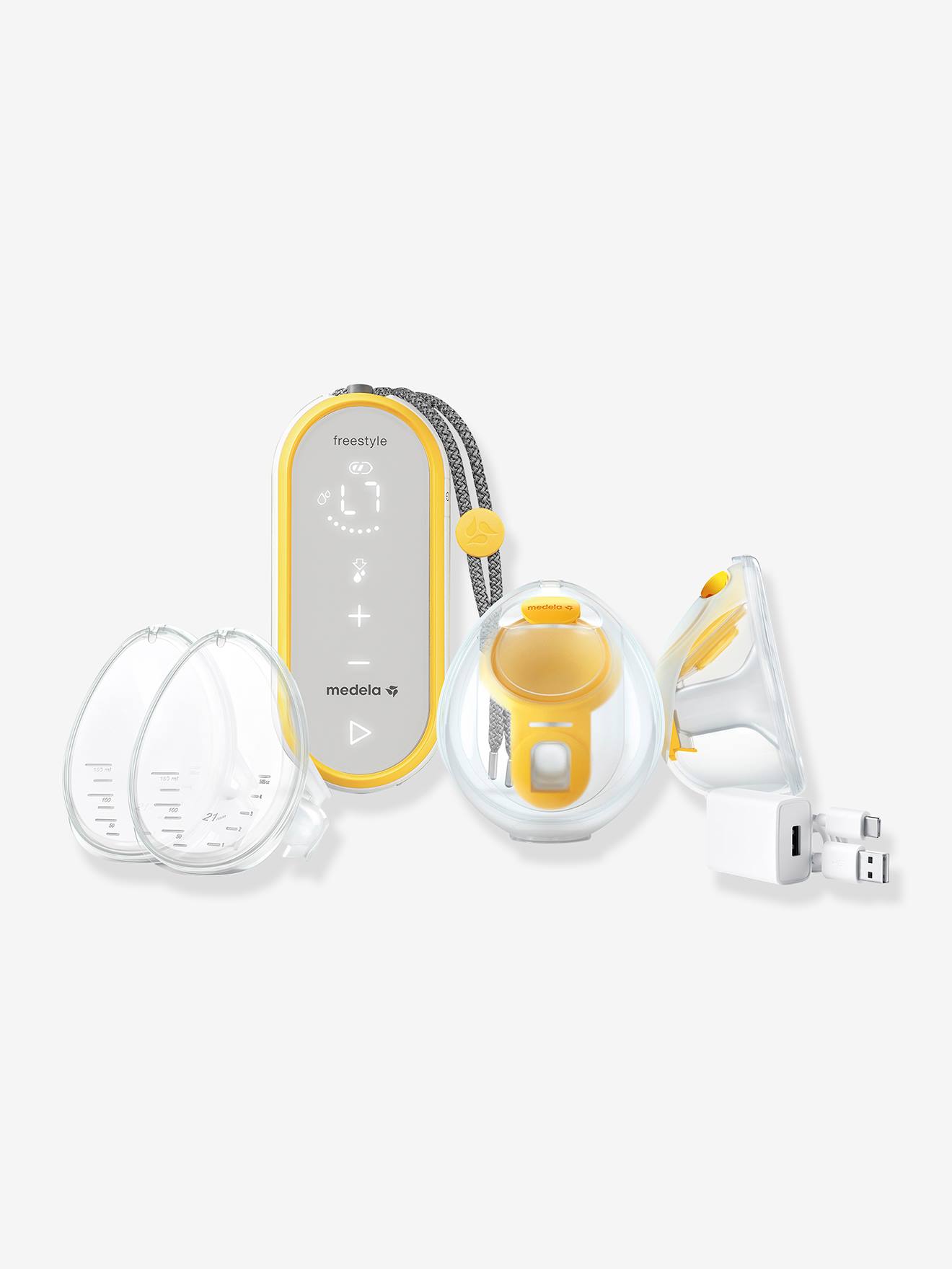 Freestyle Hands-Free Double Electric Wearable Breast Pump, 21mm / 24mm, MEDELA transparent
