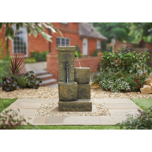 La Hacienda - Easy Fountain Cotswold Trough led Traditional Garden Water Feature Stone Effect