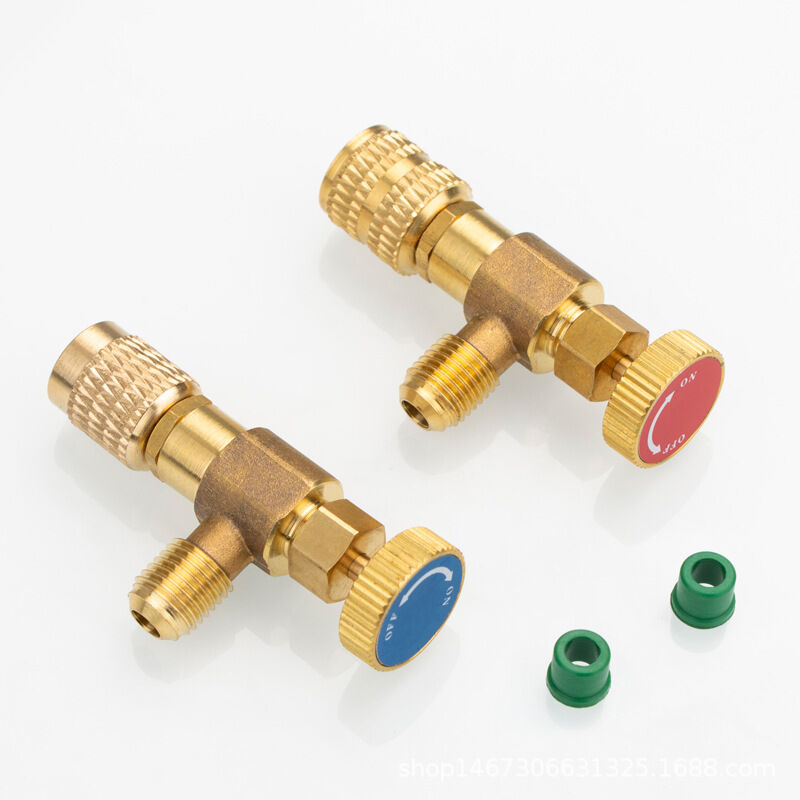 2pcs Refrigerant Valve Adapter, Air Conditioning Tool, Liquid Safety Valve R410A R22 Refrigerant 1/4 Inch Safety Adapter for Home Tool