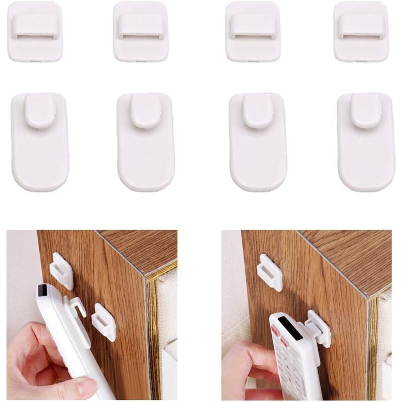4pcs Paste Type Wall Mounted Storage Hooks for tv Air Conditioning Remote Control (White)