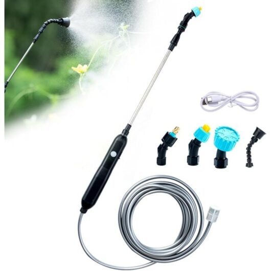 Aiperq - Electric Garden Sprayer Roof Sprayer Electric Sprayer Telescopic Lance Sprayer with 4 Nozzles and 10m Hose usb Rechargeable Lawn Watering