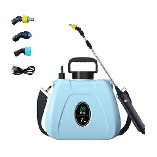 Aiperq - Electric Sprayer, 7L Portable Pump, usb Telescopic Lance with 3 Nozzles, Adjustable Shoulder Strap, Pressure Sprayer for Garden (Blue)
