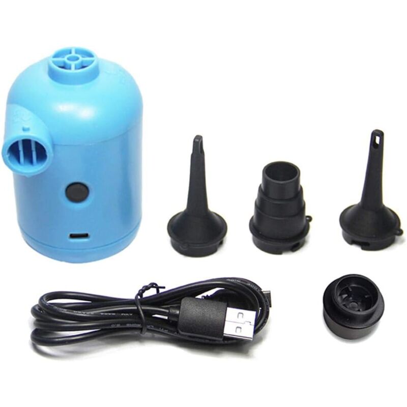 Aougo - n/y Electric Air Pump for Inflatable Swimming Pools, Fast Inflation Pump with 3 Nozzles, Portable usb Charging Inflator and Deflator Pump for