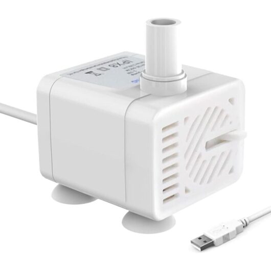 Coocheer - Mini usb Submersible Pump (dc 5V 1-3W 200L/H), Adjustable Ultra Quiet Small Water Pump for Pets Aquariums Ponds Hydroponics/White