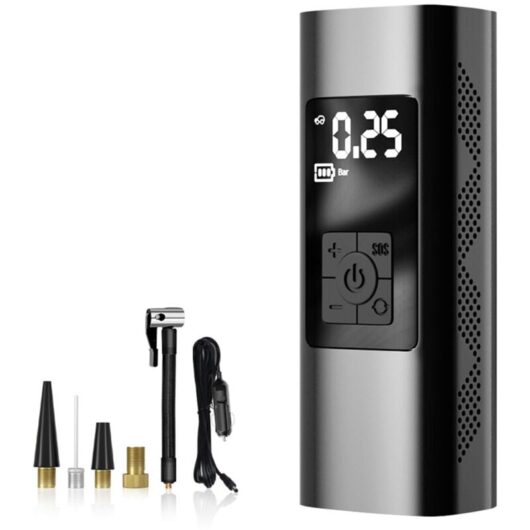 Csparkv - 6000mAh Mini Electric Air Pump, Portable Air Compressor Cordless Tire Inflator 150PSI with Digital lcd Display, Electric Bike Pump with led