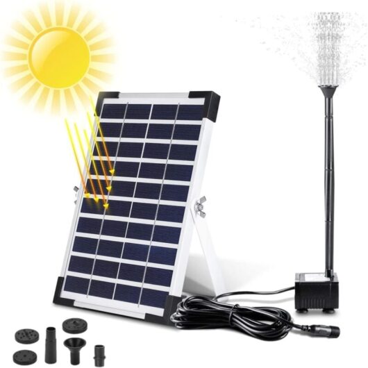 Cyslmuk - 5W Outdoor Solar Fountain, Solar Pond Pump, Solar Water Pump for Swimming Pool, 3 Nozzles, 380L/H, Max Flow: 60cm
