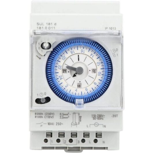 Cyslmuk - Analog timer with synchronous motor and daily program, timer, 12VAC/DC, 16A