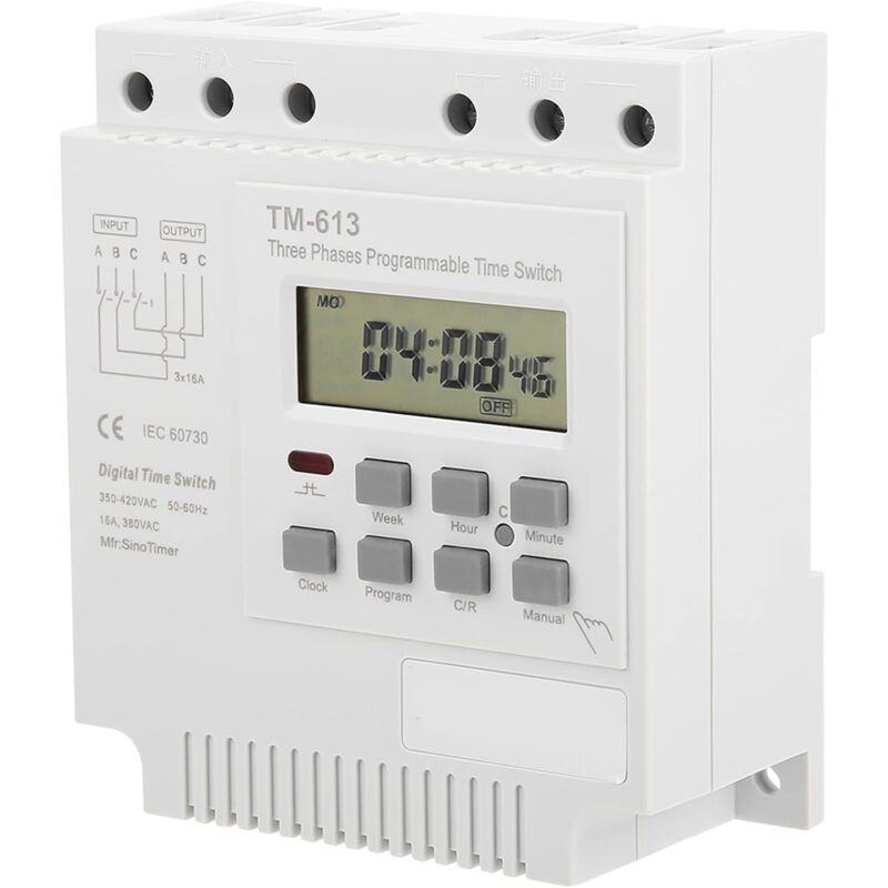Cyslmuk - TM-163 Three Phase 380V/50-60Hz 16A Intelligent Digital Weekly Programmable Control Power Timer Switch