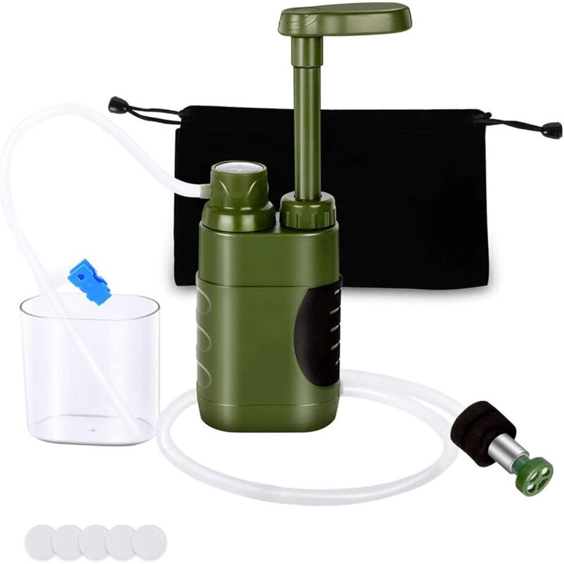Cyslmuk - Water Filter Outdoor Drinking Water Treatment 3000L Survival Camping Water Filter for Prepper Emergency Gear - Army Green