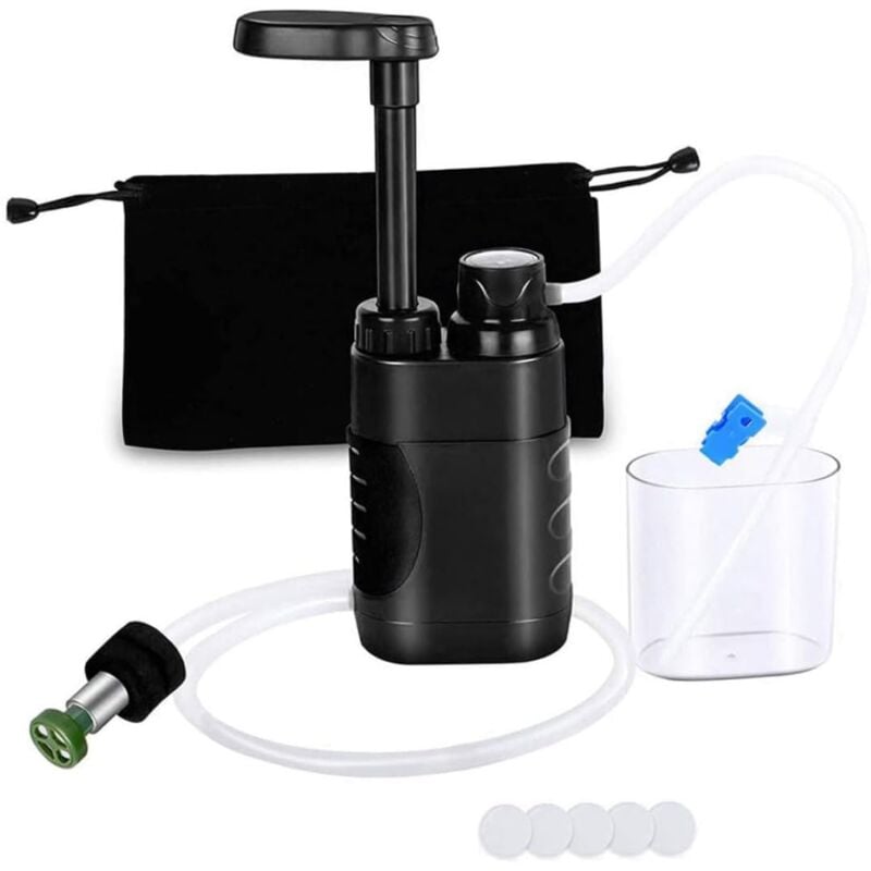Cyslmuk - Water Filter Outdoor Drinking Water Treatment 3000L Survival Camping Water Filter for Prepper Emergency Gear - Black