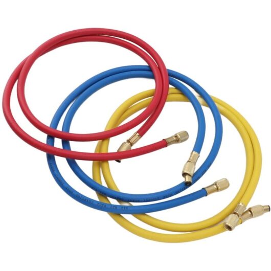 Groofoo - 3pcs 150cm Refrigerant Charging Hose Air Conditioner Charging Hose 1/4in Fits for R12 R22 R502 Refrigerants Blue Red Yellow