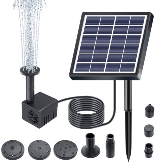 Groofoo - Solar Water Pump 6V 1.5W 6 Modes 160L/h Lifting Height 50cm with 8 Nozzles Solar Fountain Pump
