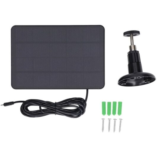 Linghhang - 4W 5V Solar Panel Outdoor Waterproof Weatherproof Adjustable Brackets Low Energy Photovoltaic Panel for Rechargeable Battery Surveillance