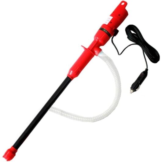 Liquid Transfer Pump Portable Electric Petrol Gasoline Diesel Fluid Pump Fish Tank Pond Pump with Red Suction Tube 12V