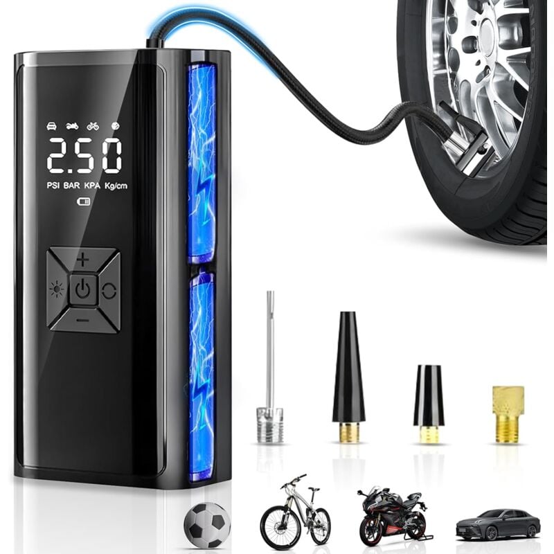 Ikodm - Cordless Car Tire Inflator, Portable Wireless Air Compressor with led, Auto Shut-Off, 6000mAh Rechargeable Battery, Mini Electric Air Pump