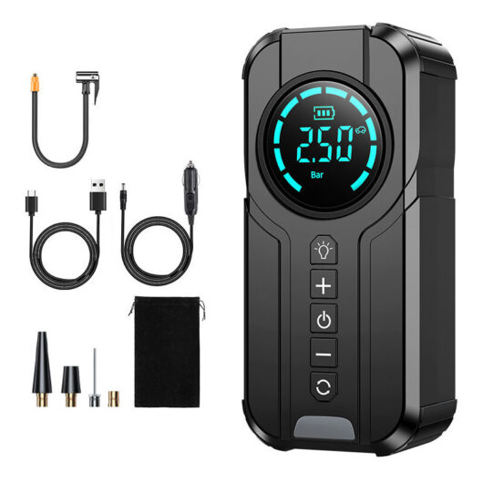 Ikodm - Tire Inflatable Pump, Electric Air Compressor, Mini Portable Car Tire Air Pump, Portable Charging Inflator, Preset Pressure, for Car