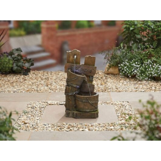 La Hacienda - Easy Fountain Fence Post Pours led Traditional Garden Water Feature Stone Effect