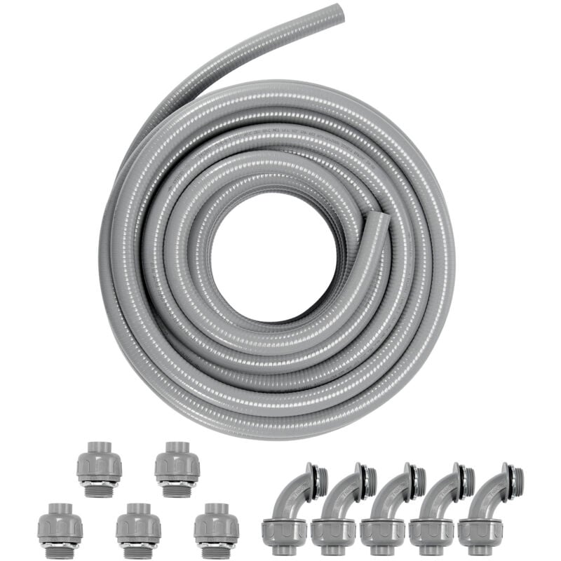 Mophorn - 1-Inch Flexible Electrical Conduit, 100 ft, pvc Liquid-Tight Conduit Non-Metallic with 5 Straight and 5 90-Degree Conduit Connector