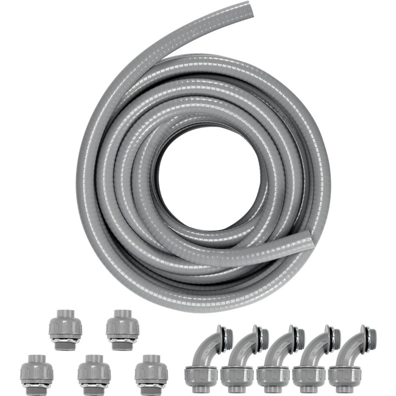 Mophorn - 1/2-Inch Flexible Electrical Conduit, 100 ft, pvc Liquid-Tight Conduit Non-Metallic with 5 Straight and 5 90-Degree Conduit Connector