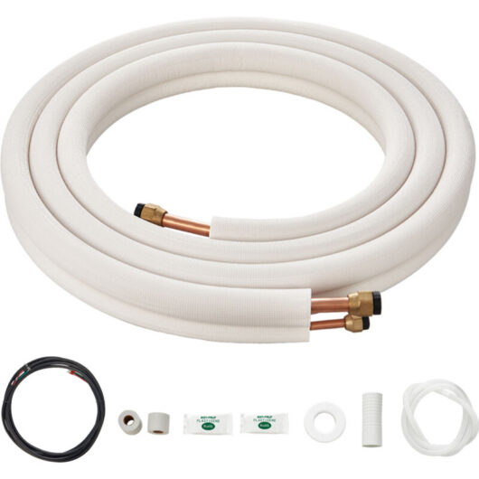 Mophorn - 4876.8mm Mini Split Line Set, 9.5 & 15.9mm o.d Copper Pipes Tubing and Triple-Layer Insulation, for Air Conditioning or Heating Pump