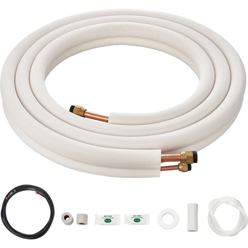Mophorn - 4876.8mm Mini Split Line Set, 9.5 & 15.9mm o.d Copper Pipes Tubing and Triple-Layer Insulation, for Air Conditioning or Heating Pump