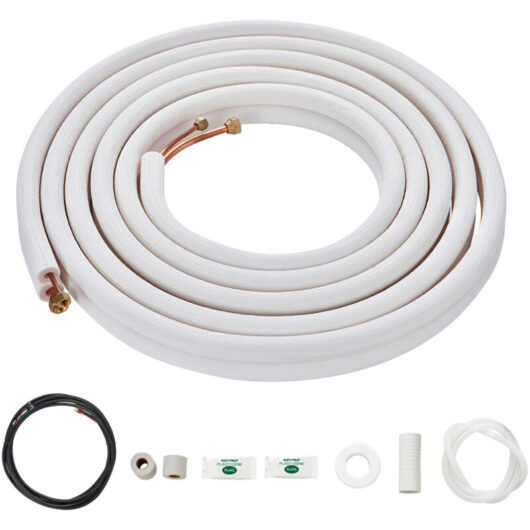 Mophorn - 7620mm Mini Split Line Set, 6.4 & 9.5 o.d Copper Pipes Tubing and Triple-Layer Insulation, for Air Conditioning or Heating Pump Equipment &