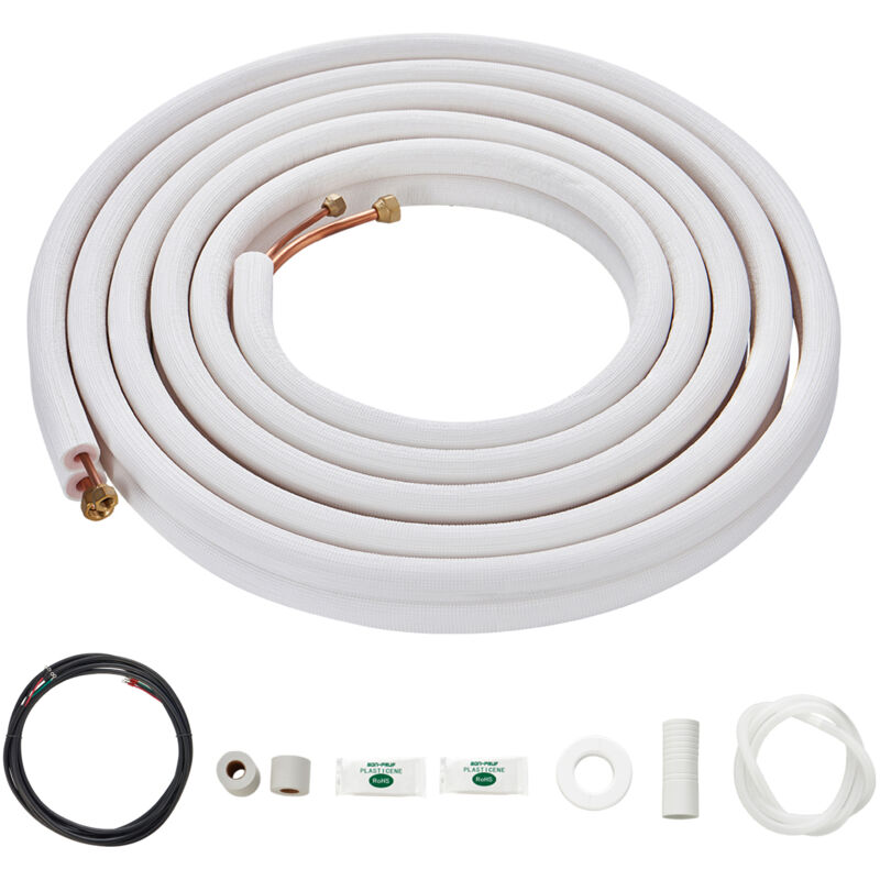 Mophorn - 7620mm Mini Split Line Set, 6.4 & 9.5 o.d Copper Pipes Tubing and Triple-Layer Insulation, for Air Conditioning or Heating Pump Equipment &