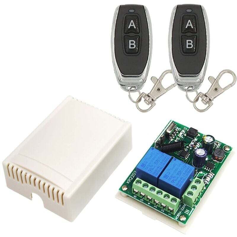 220V AC 2 Channel Wireless Remote Control Switch, RF Receiver Relay Module 433mhz with Transmitter ON/OFF for Garage Door, Light, Home Use MUMU