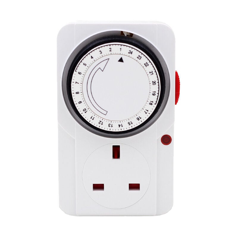 24 Hour Programmable Mechanical Timer Plug Switch, Energy Saving UK Plug-in Indoor Timer Socket for Lights, Lamp and Home Appliances (13A/3250W)
