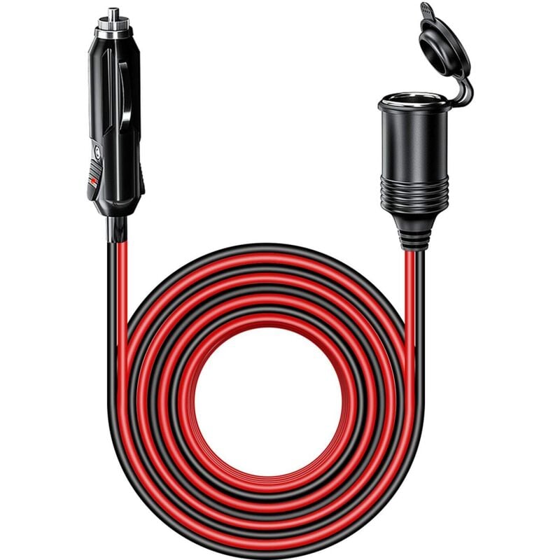 4.0M Waterproof Car Cigarette Lighter Socket Extension Cord with 15A Fuse, 12V/24V Cigarette Lighter Adapter Extension Cable 17AWG