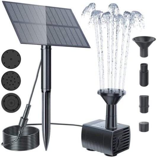 5W Solar Fountain for Outdoor Use, Solar Pond Pump, Solar Fountain Pump, Bird Bath, Pond, Pool, 3 Nozzles, 380L/H, Max. Flow Rate: 60cm YMYNY