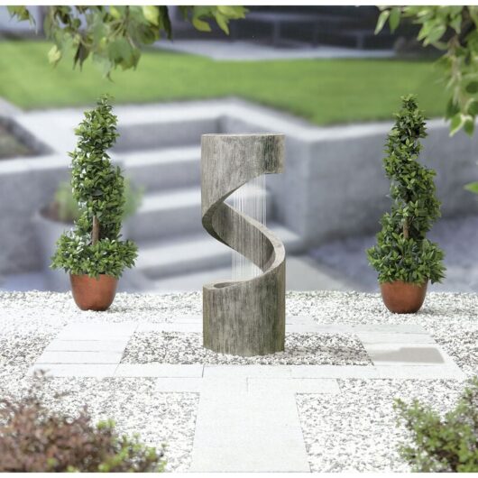 Easy Fountain Spiral Showers led Garden Water Feature Stone Effect Modern