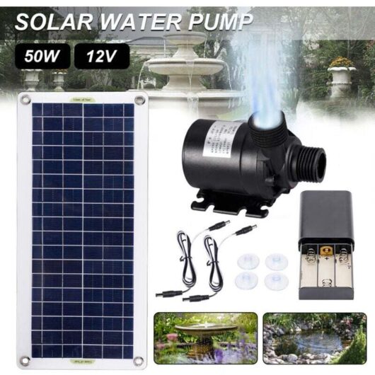 Gotrays - 800L/H 50W Ultra Quiet Brushless Solar Water Pump Garden Fountain Decoration