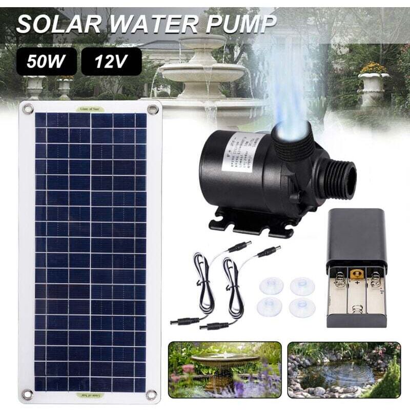 Gotrays - 800L/H 50W Ultra Quiet Brushless Solar Water Pump Garden Fountain Decoration