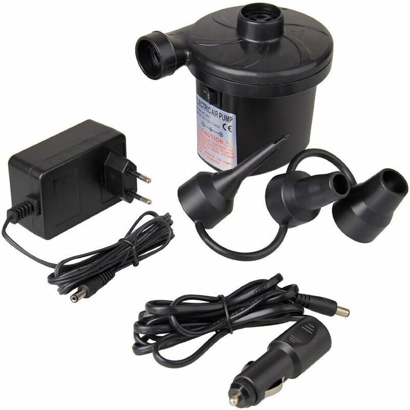 Gotrays - Electric Compressor Pump, DC12V/AC 230V-50Hz Electric Inflator/Deflator, Air Pump, Electric Inflator Pump with 3 Nozzles for Inflatable