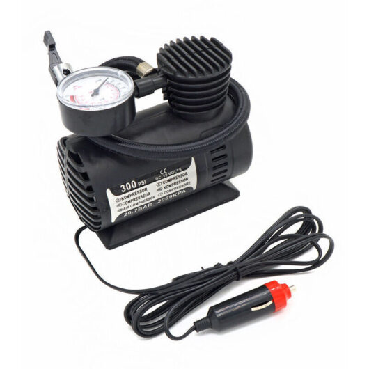 Gotrays - New Portable Mini 300psi 12v Car Inflator Pump Car Mini Electric Tire Pump for Emergency Needs Car Tire Inflation - Black
