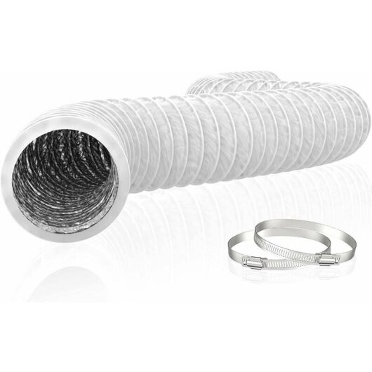 Ikodm - 150mm Flexible Aluminum pvc Exhaust Hose 6m Long - Ventilation Tube for Air Extractor, Air Conditioning, Tumble Dryer (ø150mm6m, White)
