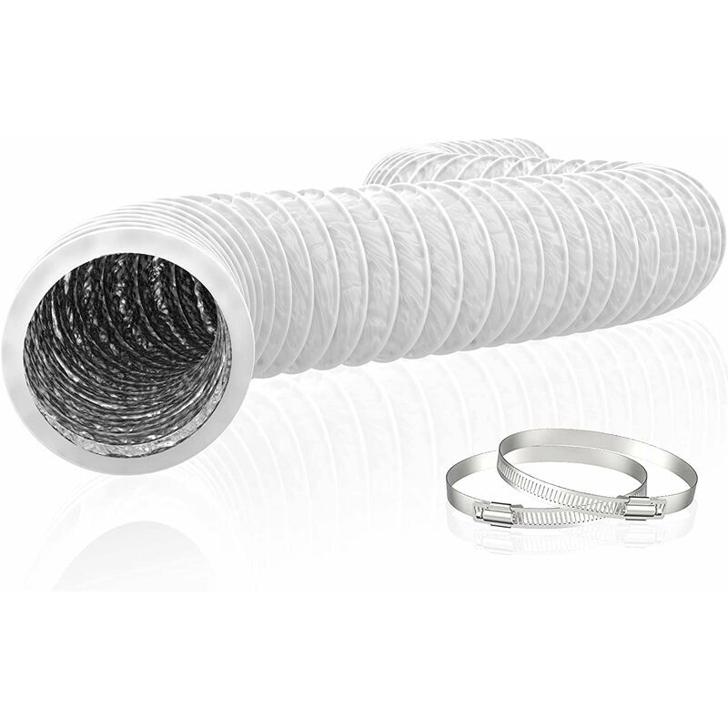 Ikodm - 150mm Flexible Aluminum pvc Exhaust Hose 6m Long - Ventilation Tube for Air Extractor, Air Conditioning, Tumble Dryer (ø150mm6m, White)