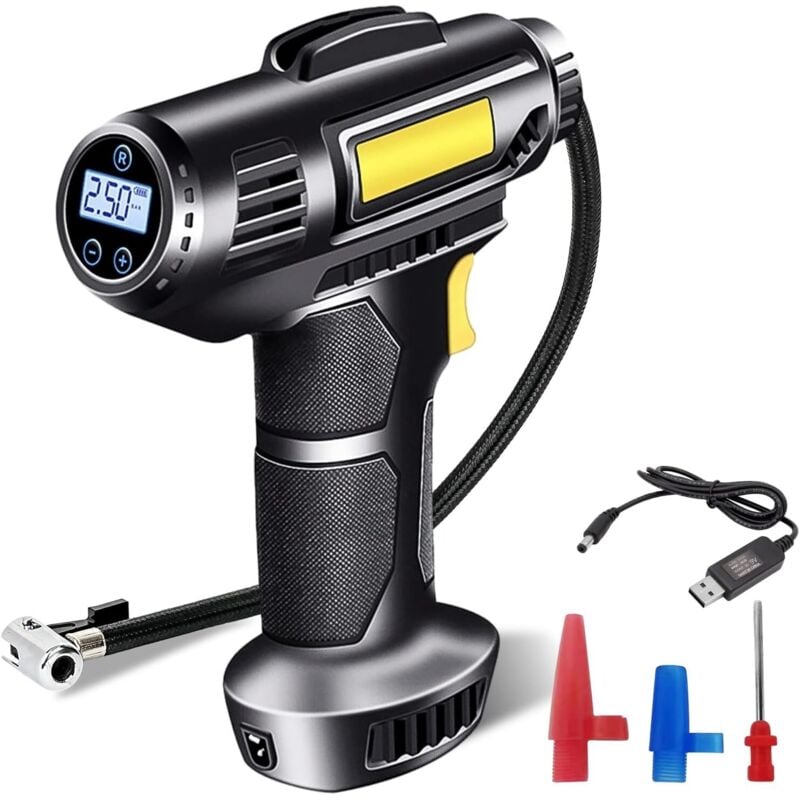 Ikodm - Car Tire Inflator, 4000mAh 7.4V Portable Air Compressor Cordless Car Tire Inflator, Rechargeable 150 psi Car Compressor Electric Pump with