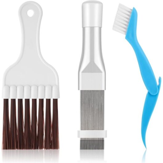 Linghhang - 3Pcs Air Conditioner Fin Comb Cleaning Kit, Condenser Coil Brush, Evaporator Radiator Repair Cleaning Tool