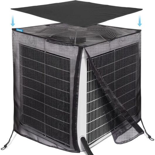 Linghhang - Full Mesh Air Conditioner Cover with Removable 600D Waterproof Top, 32' x 32' x 36', Outdoor Protection Against Leaves, Weeds, Cottonwood