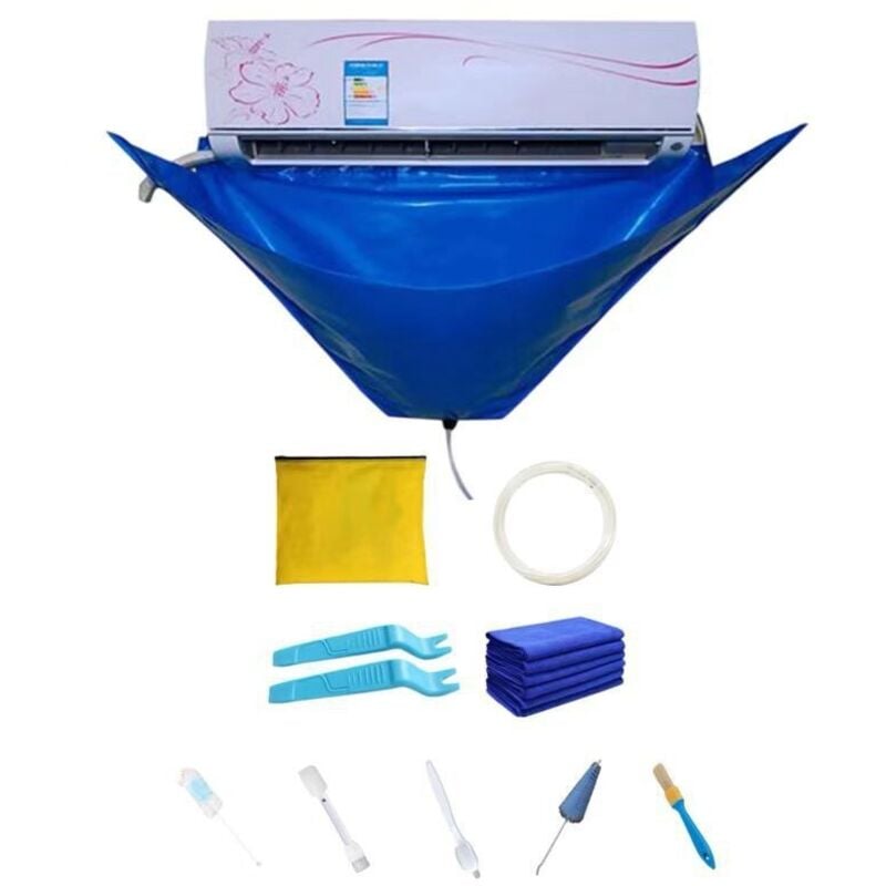Linghhang - Split Air Conditioner Cleaning Cover Kit, Dustproof Cleaning Bag with Drain Outlet and Support Plates on Both Sides, for Wall Mounted Air