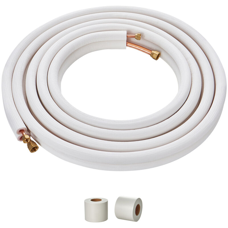 Mophorn - 7620mm Mini Split Line Set, 9.5mm & 15.9mm o.d. Copper Pipes with Triple-Layer Insulation, for Mini Split Air Conditioning and Heating Pump