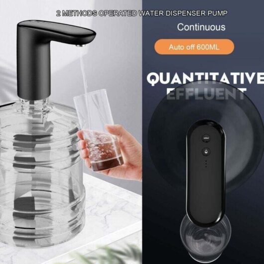 Smart Water Pump Bottled Water Home USB Rechargeable Water Dispenser Electric Smart Water Pump Mini Water Pump Automatic Water Pump Metal Black MUMU