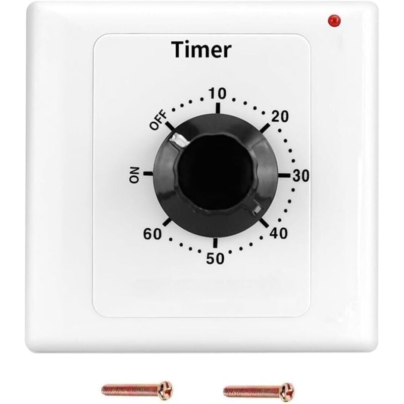Tinor - 60 Min Timer Switch, ac 220V 15A Intelligent Mechanical Countdown Timer Socket Time Switch 86 Panel Timer Control Knob
