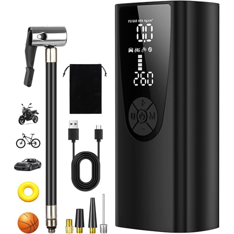 Tinor - 6000mah Portable Air Compressor, Mini Electric Air Pump, Car Tire Inflator, Electric Inflator, Air Compressor