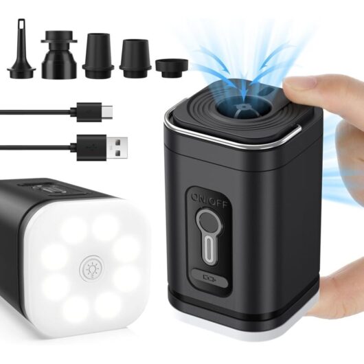 Tinor - Electric Air Pump, Electric Inflator, Air Mattress Inflator, Mini Electric Air Pump, Air Mattress Pump, Vacuum Function